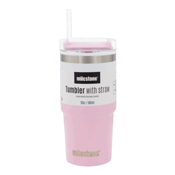 Milestone Tumbler Gradiant Pink with Straw 560ml