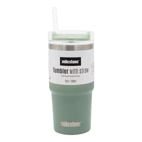 Milestone Tumbler Gradiant Green with Straw 560ml